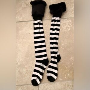 Black and White Striped Knee-High Socks